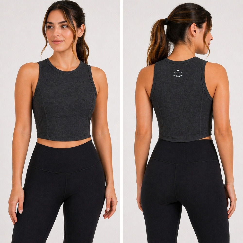 Beyond Yoga Spacedye Motivate Crop Tank Womens S Gray Sporty Athleisure NEW